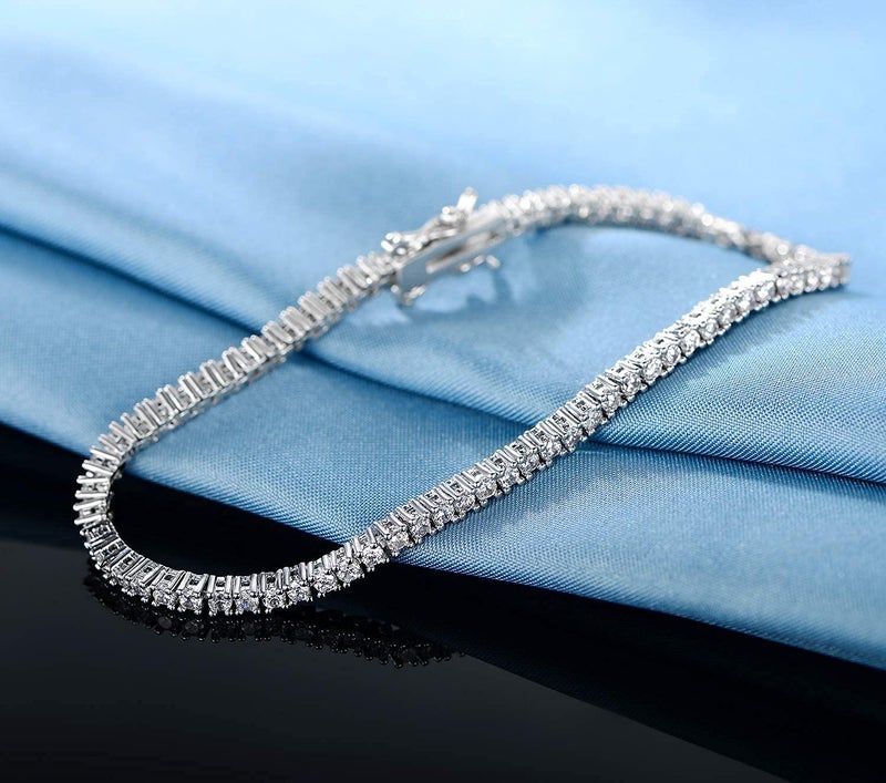 Gemsme 2.0MM Tennis Bracelet for Women and Men, 18K White Gold Plated Round 2mm Cubic Zirconia Classic Tennis Bracelet - Image 4